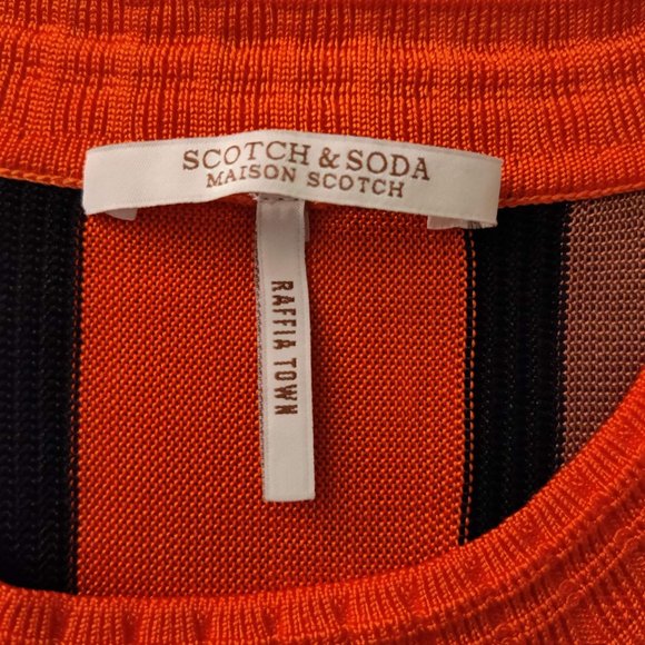 Scotch & Soda Orange Knit Striped Top Sz Small - Picture 9 of 16
